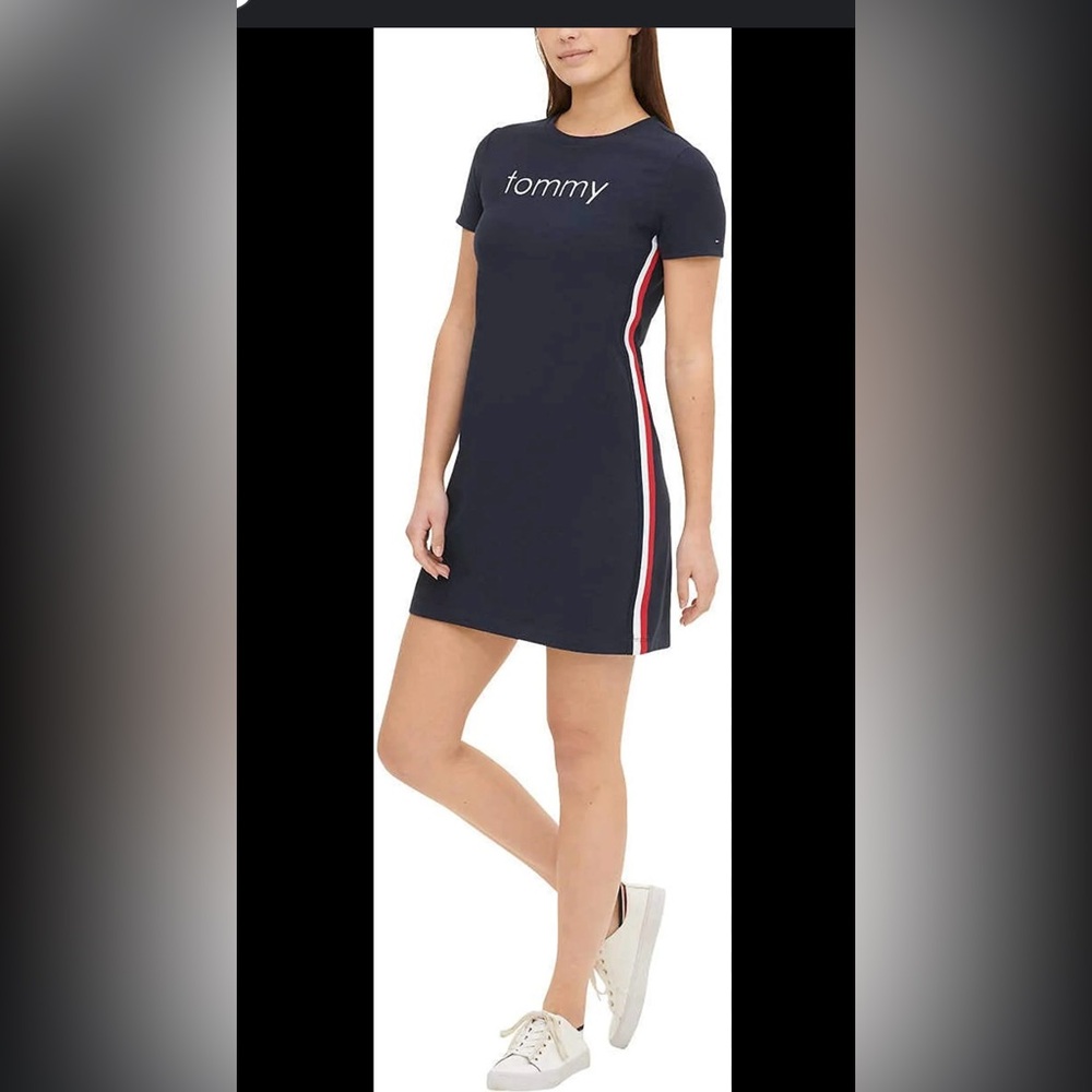 Tommy Hilfiger Navy Mini Dress with Red and White Accents Vintage Y2K 90’s